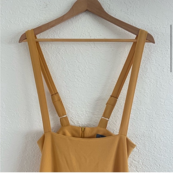 Modcloth Mustard Yellow Suspender Skirt Dress – Retro Inspired Fit & Flare Large - Picture 4 of 10